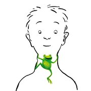 Illustration, auf der ein Junge einen Frosch im Hals sitzen hat | © SONNENTOR