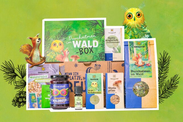 Die Themenbox ist gefüllt mit vielen verschiedenen Produkten zum Thema Wald! | © SONNENTOR